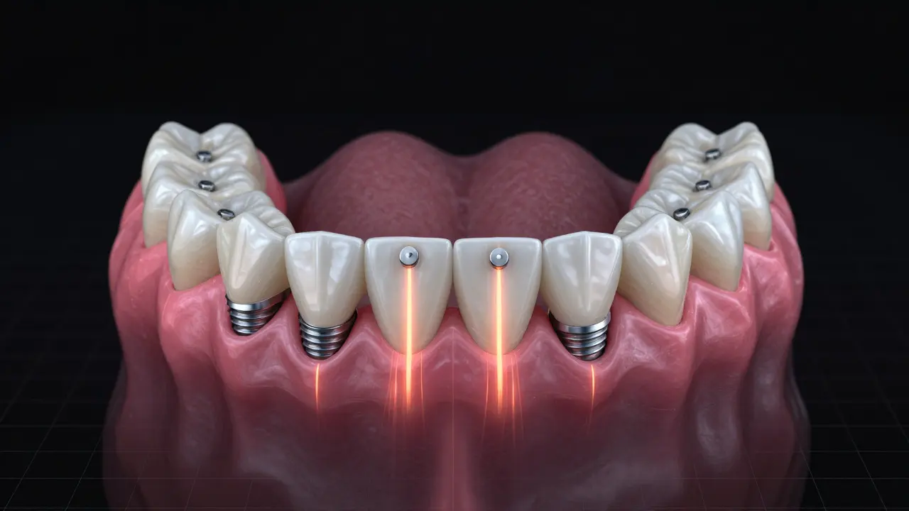 Zubní implantáty s magnetickým připojením protézy k čelisti.