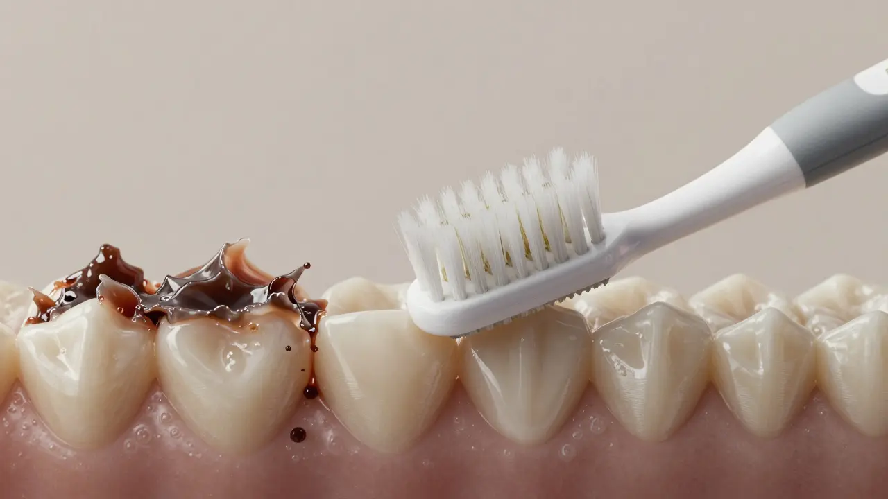 Jemný kartáček Curaprox s tisíci štětinami jemně čistí zub bez tlačení, s označením odolné sklovinky.