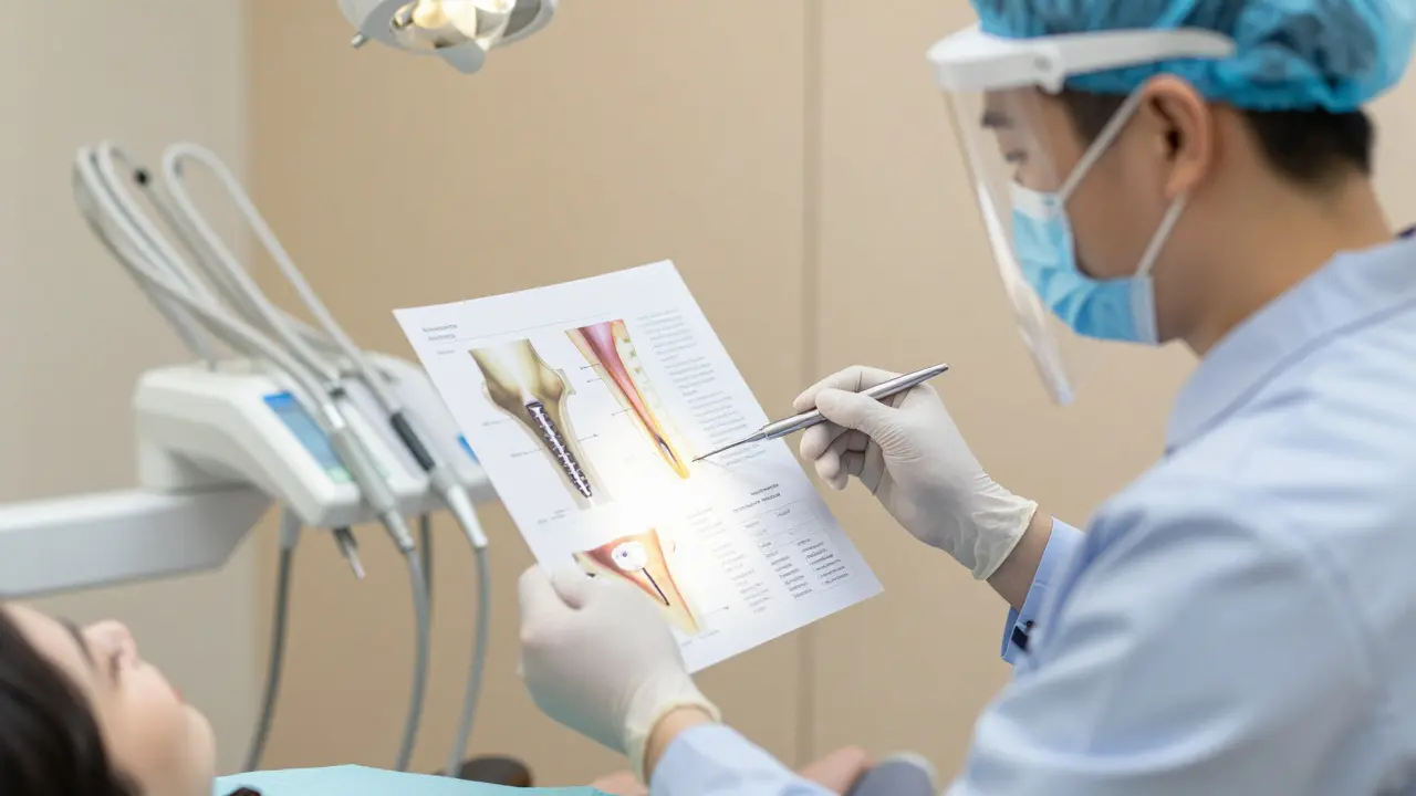 Dentist reviewing diagnostic imaging in modern clinic