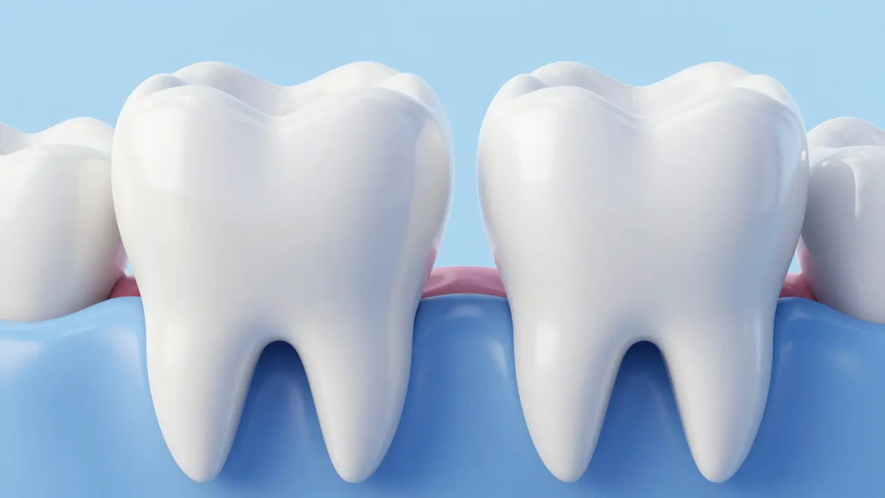 Srovnání zubu s mezerou a zubu s aplikovanou keramickou fazetou