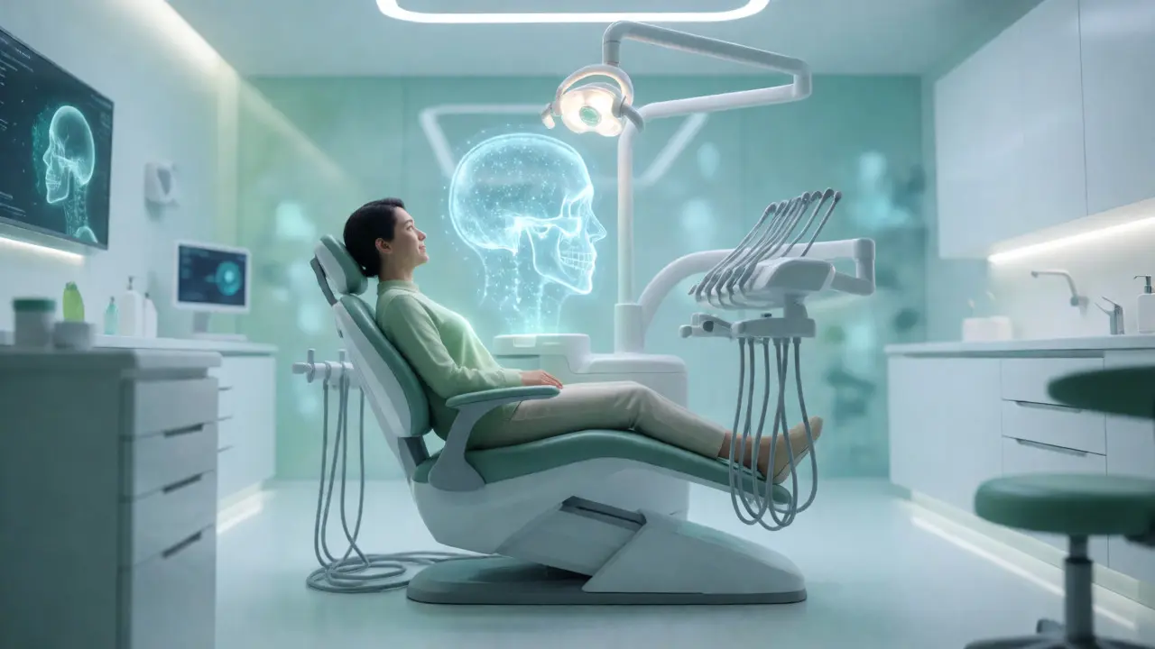 Futuristická stomatologická ordinace s průhlednými dlahami