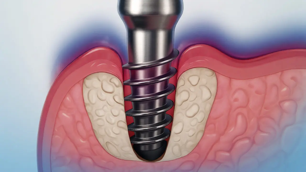 Ilustrace tichého zánětu tkání kolem implantátu