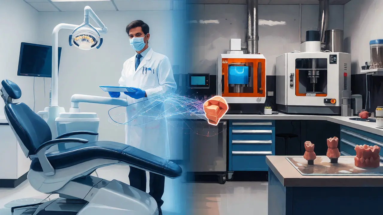 Vizualizace přenosu dat z ordinace do zubní laboratoře.